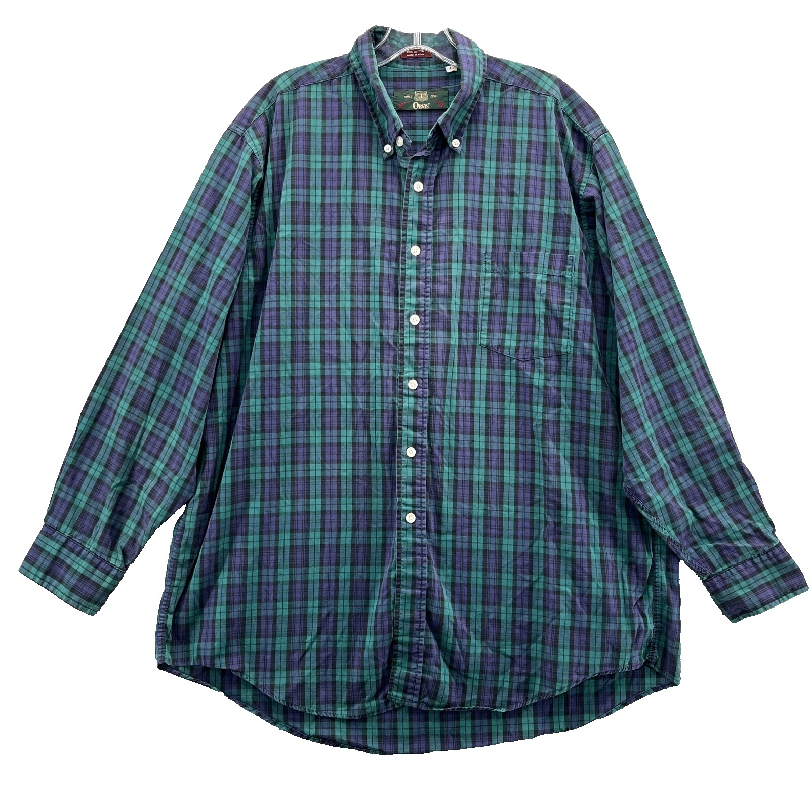 Vintage Orvis Shirt Men's Large Plaid Outdoors Gorpcore Cabin Usa Made Preppy